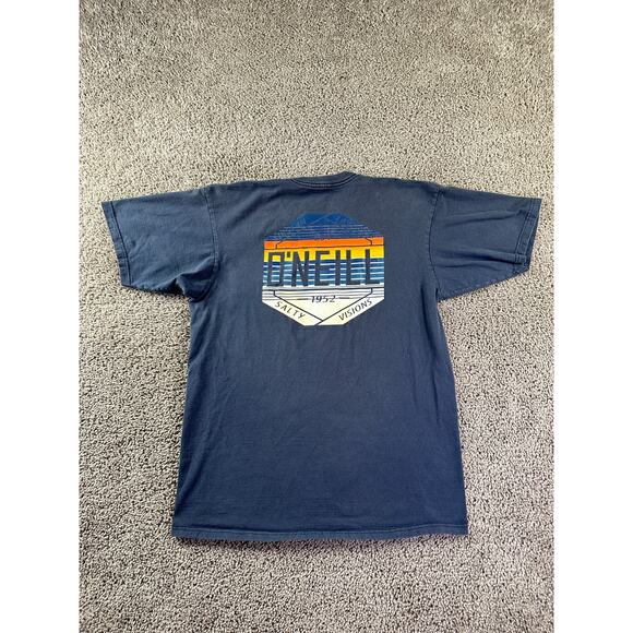 O'Neill Shirt Mens Large Blue Orange Salty Visions Short Sleeve Surfer Surf READ - Picture 1 of 12